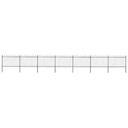 Gartenzaun mit Rundbogen Stahl 1248 x 120 cm Schwarz