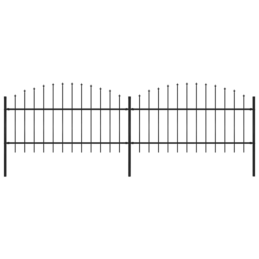 Gartenzaun mit Speerspitze Stahl 359 x 125 cm Schwarz