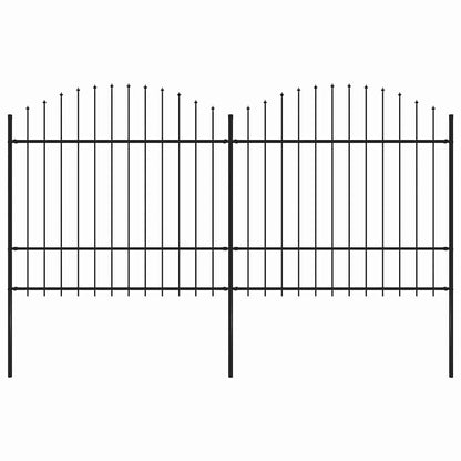 Gartenzaun mit Speerspitze Stahl 359 x 175 cm Schwarz