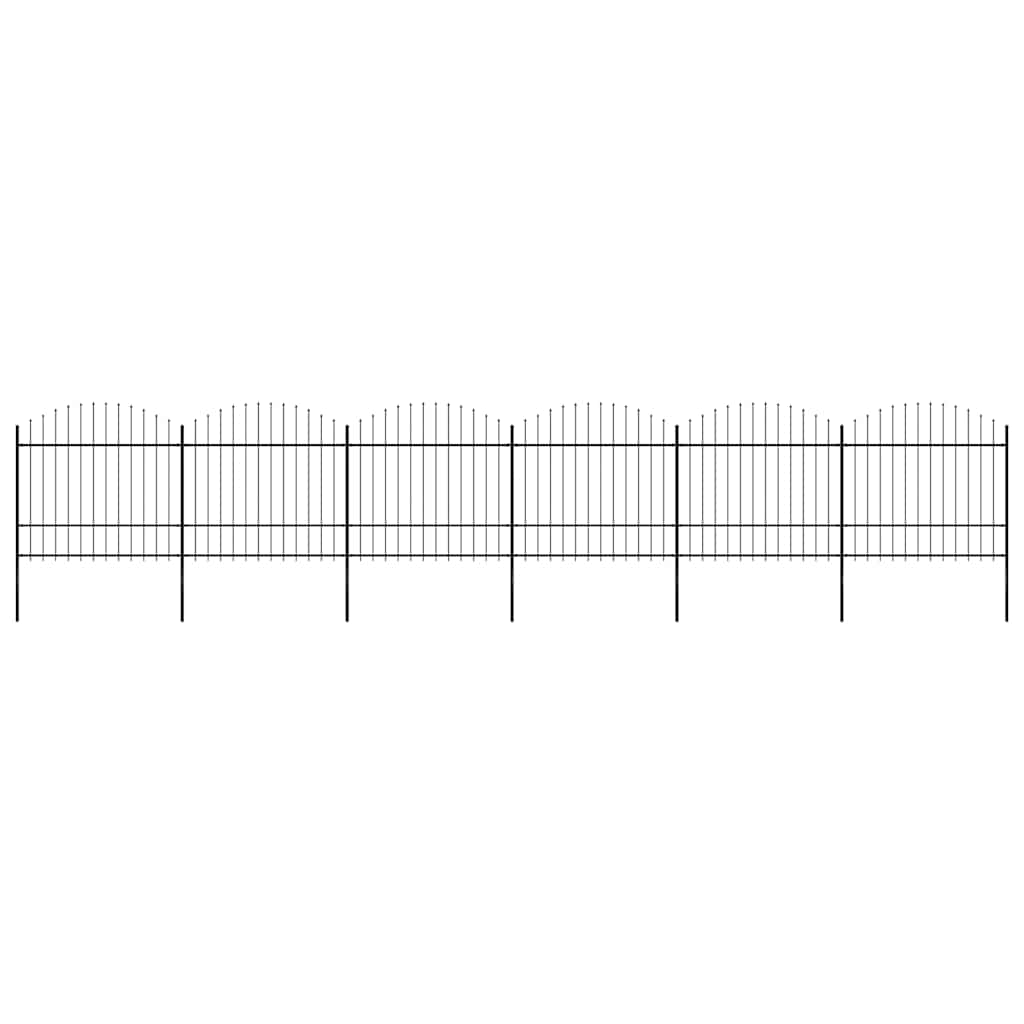 Gartenzaun mit Speerspitze Stahl 1070 x 175 cm Schwarz