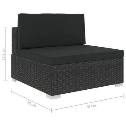 5-tlg. Garten-Lounge-Set mit Kissen Poly Rattan Schwarz