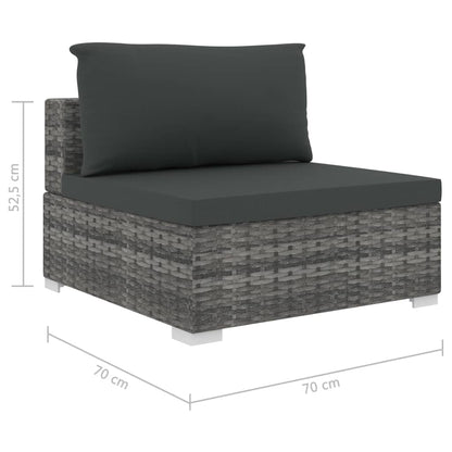 4-tlg. Garten-Lounge-Set mit Auflagen Poly Rattan Grau
