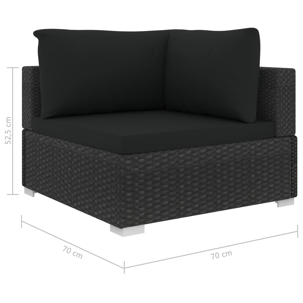 4-tlg. Garten-Lounge-Set mit Auflagen Poly Rattan Schwarz