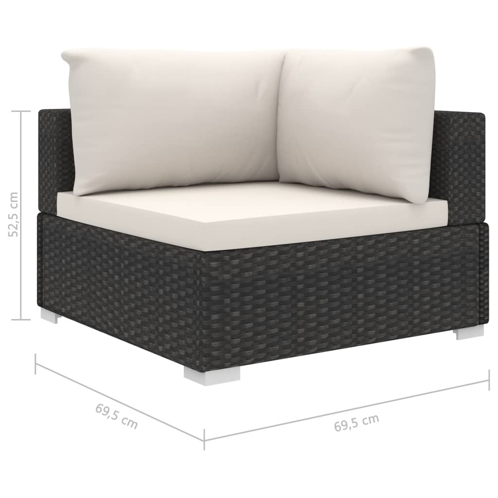 11-tlg. Garten-Lounge-Set mit Auflagen Poly Rattan Schwarz