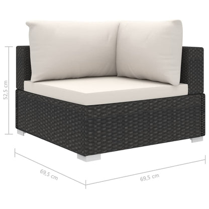 11-tlg. Garten-Lounge-Set mit Auflagen Poly Rattan Schwarz