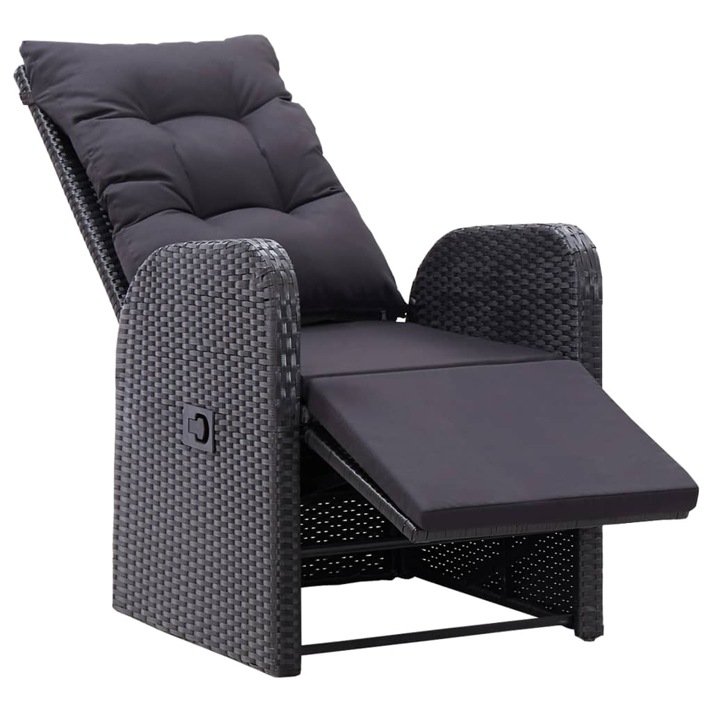 3-tlg. Bistro-Set mit Auflagen Poly Rattan Schwarz