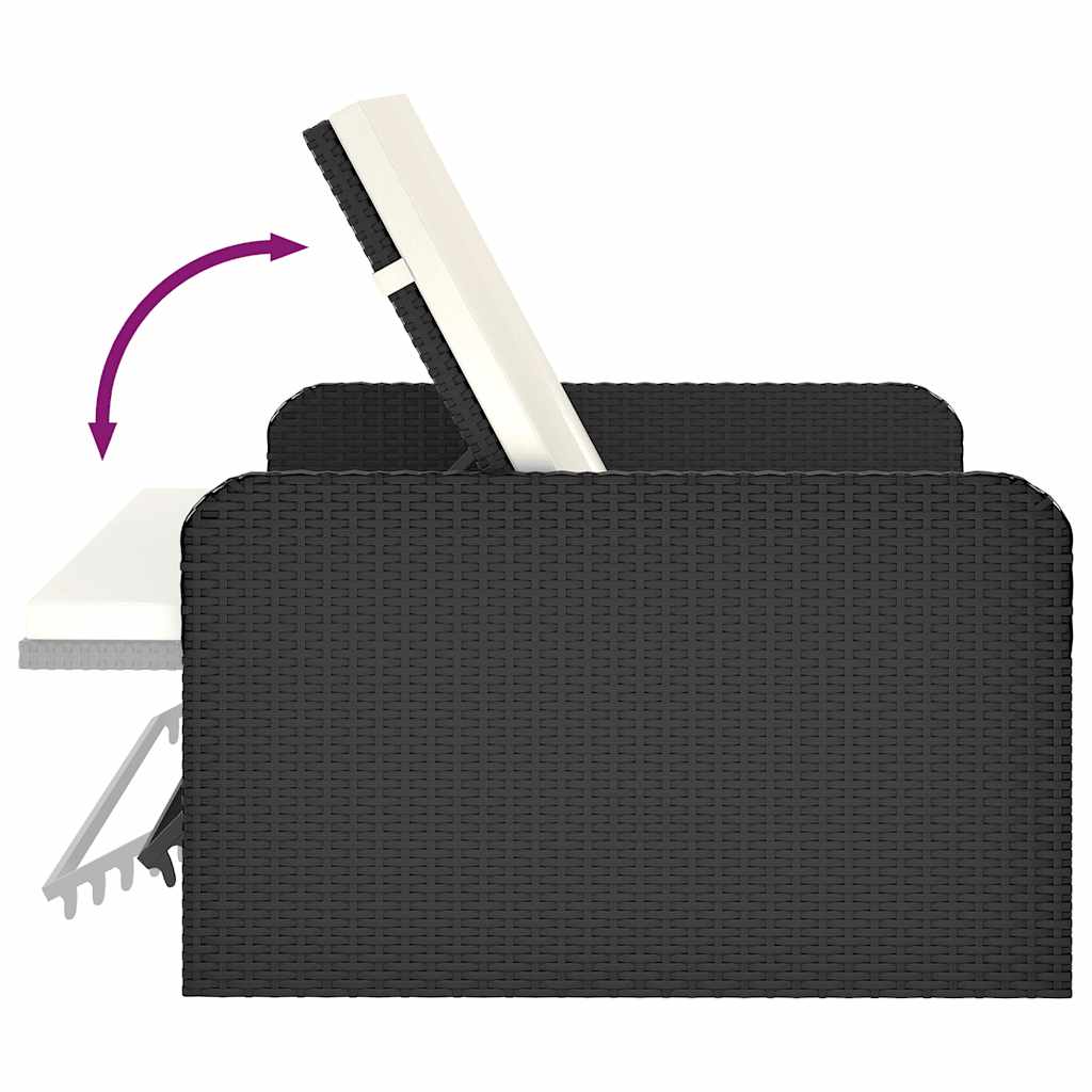 2-tlg. Garten-Lounge-Set mit Auflagen Poly Rattan Schwarz