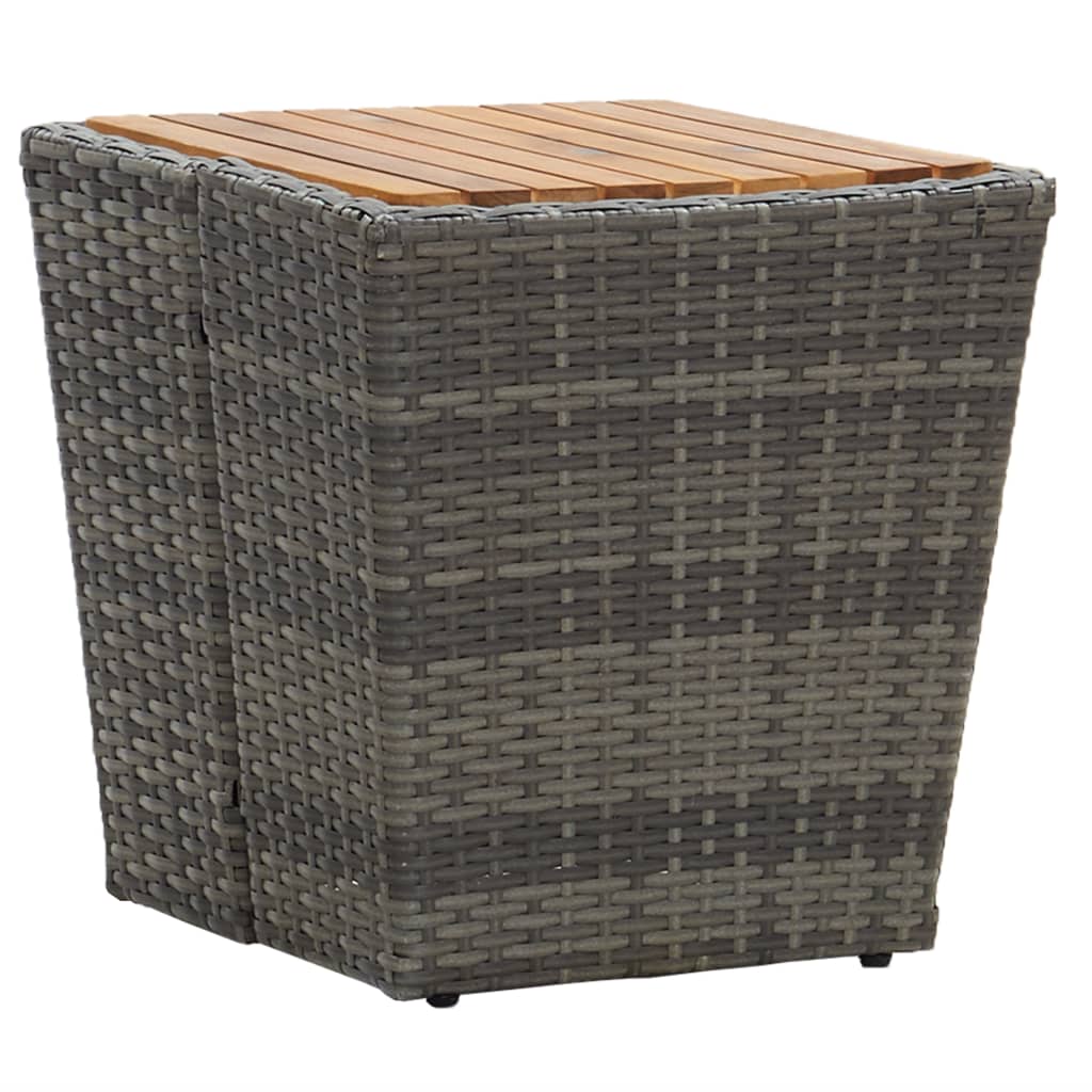 Beistelltisch Grau 41,5×41,5×43 cm Poly Rattan & Massivholz