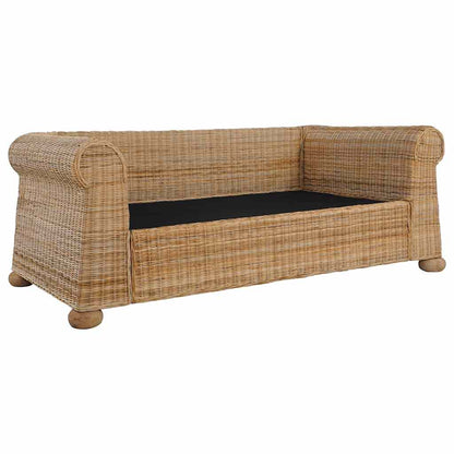 2-tlg. Sofagarnitur mit Kissen Natur Rattan