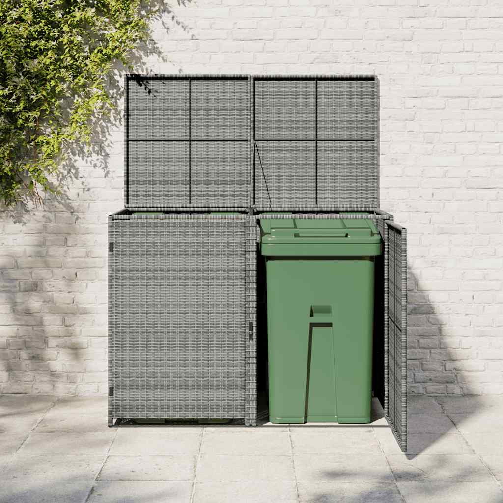 Mülltonnenbox für 2 Tonnen Poly Rattan Anthrazit 148×77×111 cm