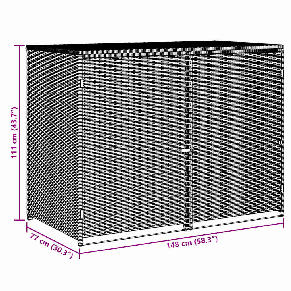 Mülltonnenbox für 2 Tonnen Poly Rattan Anthrazit 148×77×111 cm