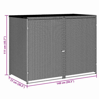 Mülltonnenbox für 2 Tonnen Poly Rattan Anthrazit 148×77×111 cm