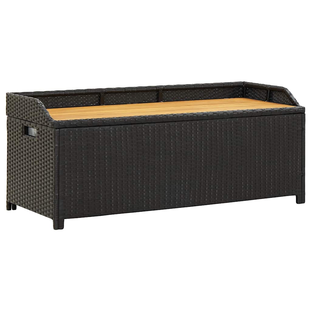 Sitzbank mit Stauraum 120 cm Poly Rattan Schwarz