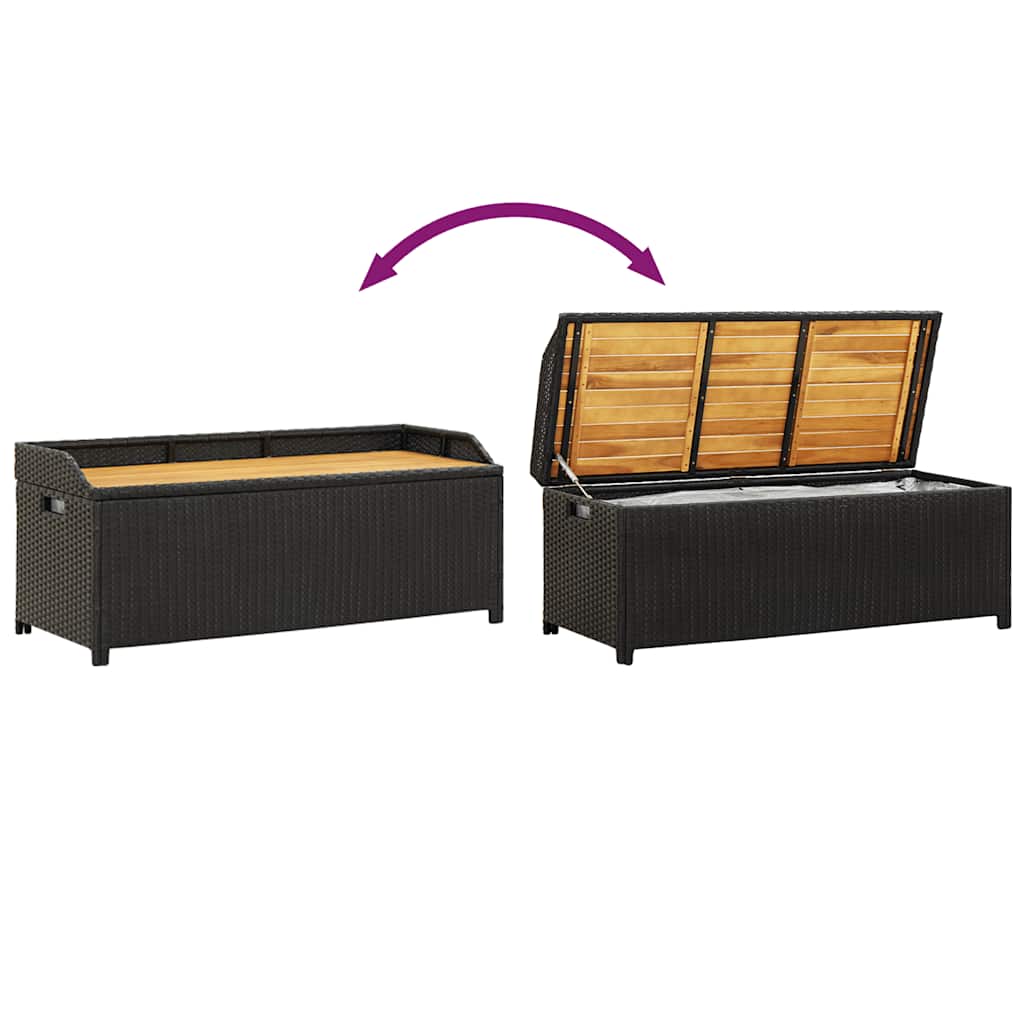 Sitzbank mit Stauraum 120 cm Poly Rattan Schwarz