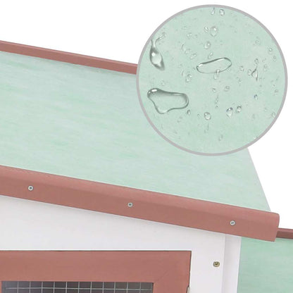 Großer Kaninchenstall Braun und Weiß 201x45x85 cm Holz