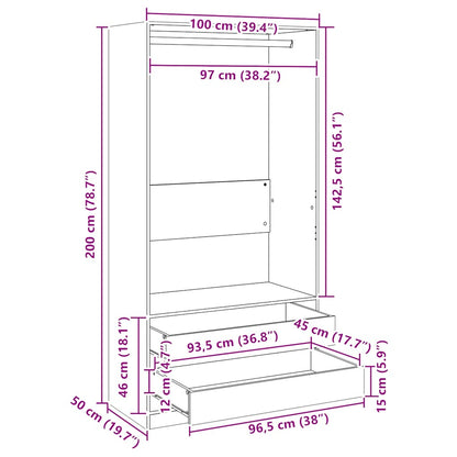 Kleiderschrank Weiß 100x50x200 cm Holzwerkstoff
