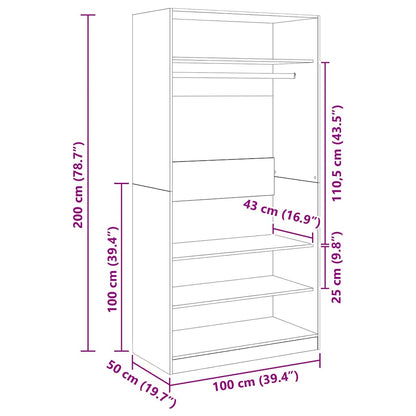 Kleiderschrank Schwarz 100x50x200 cm Holzwerkstoff