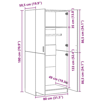 Kleiderschrank Weiß 80x52x180 cm Holzwerkstoff