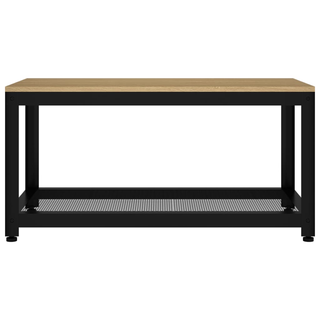 Couchtisch Hellbraun und Schwarz 90x45x45 cm MDF und Eisen