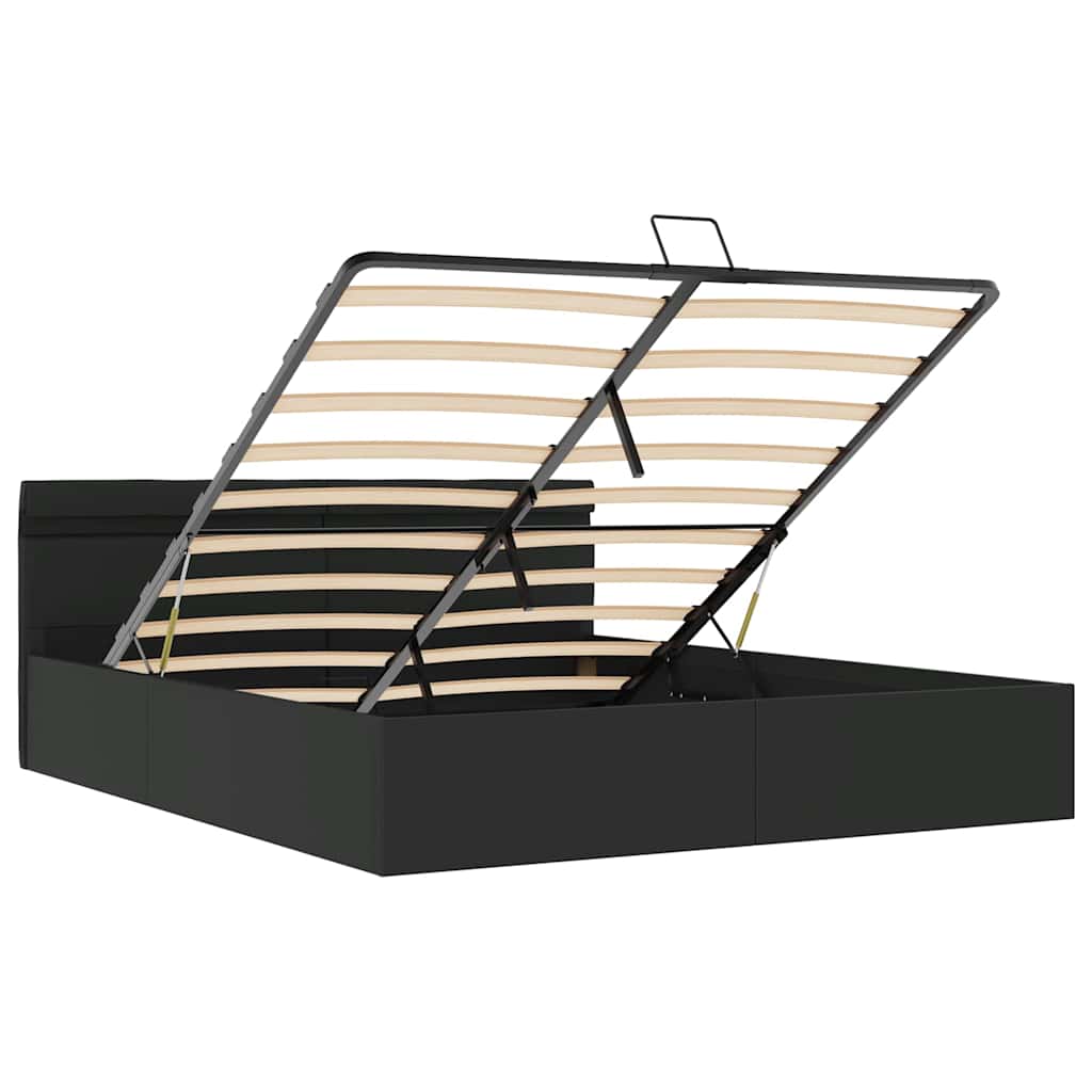 Bett mit Bettkasten Hydraulisch LED Kunstleder 160x200 cm