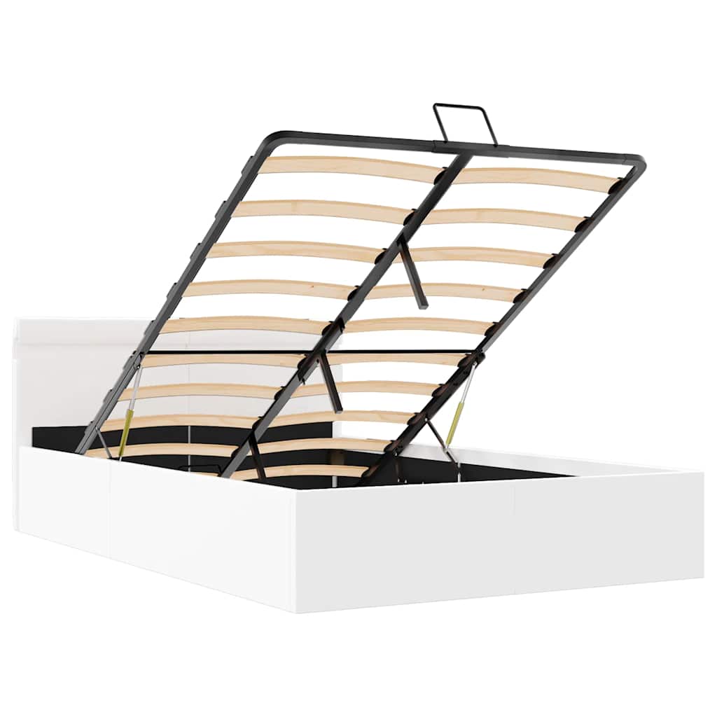 Bett mit Bettkasten Hydraulisch LED Weiß Kunstleder 140x200 cm