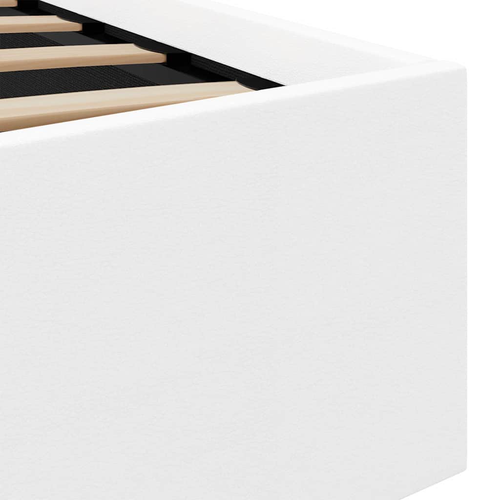 Bett mit Bettkasten Hydraulisch LED Weiß Kunstleder 140x200 cm