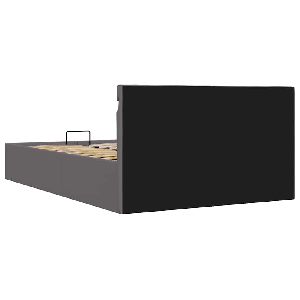 Bett mit Bettkasten Hydraulisch LED Grau Kunstleder 120x200 cm