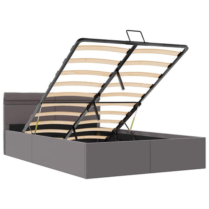 Bett mit Bettkasten Hydraulisch LED Grau Kunstleder 120x200 cm