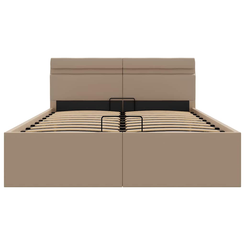 Stauraumbett mit LED Cappuccino-Braun Kunstleder 120×200cm