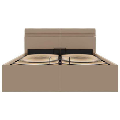Stauraumbett mit LED Cappuccino-Braun Kunstleder 120×200cm