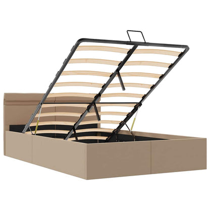Stauraumbett mit LED Cappuccino-Braun Kunstleder 120×200cm
