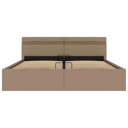 Stauraumbett mit LED Cappuccino-Braun Kunstleder 160×200cm