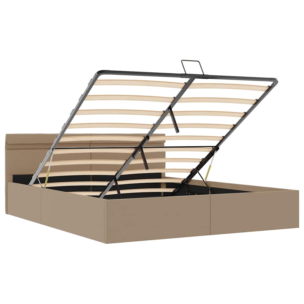 Stauraumbett mit LED Cappuccino-Braun Kunstleder 160×200cm