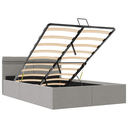 Bett mit Bettkasten Hydraulisch LED Hellgrau Stoff 140x200 cm