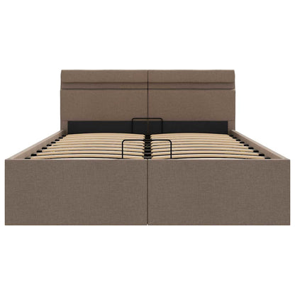 Bett mit Bettkasten Hydraulisch mit LED Taupe Stoff 120x200 cm