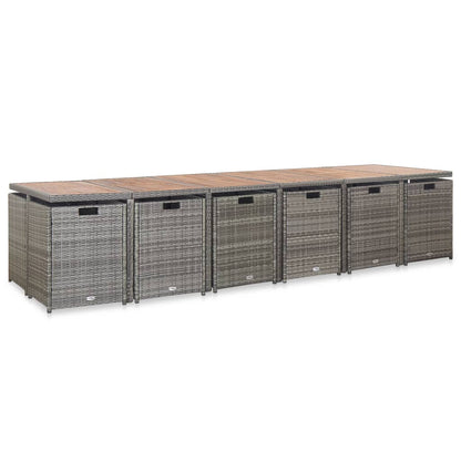 17-tlg. Garten-Essgruppe mit Auflagen Poly Rattan Grau