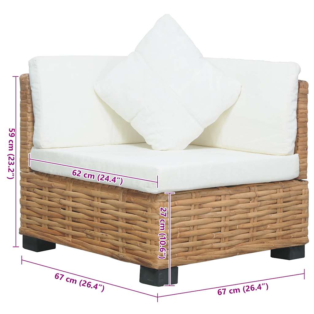 Ecksofa mit Kissen Natürliches Rattan