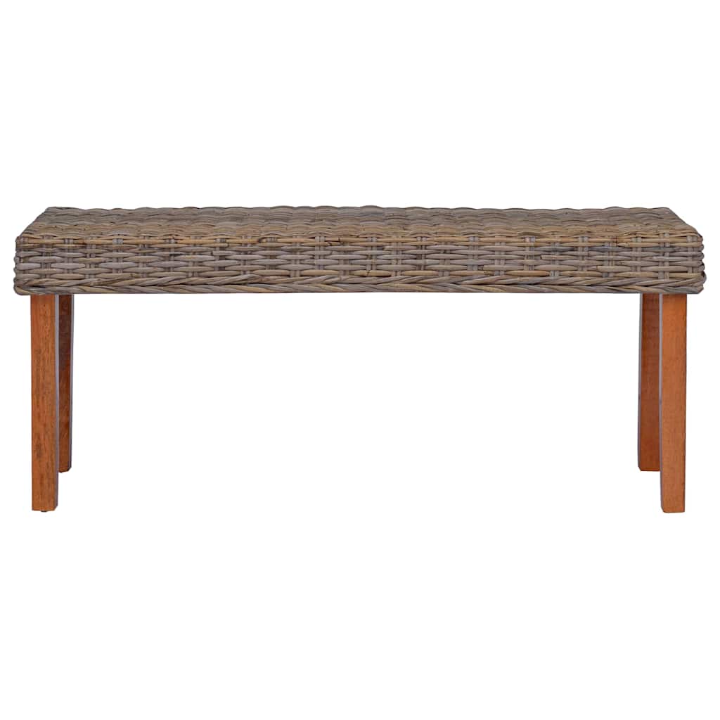 Sitzbank 110 cm Natur Kubu-Rattan und Massivholz Mahagoni