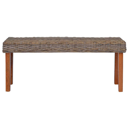 Sitzbank 110 cm Natur Kubu-Rattan und Massivholz Mahagoni