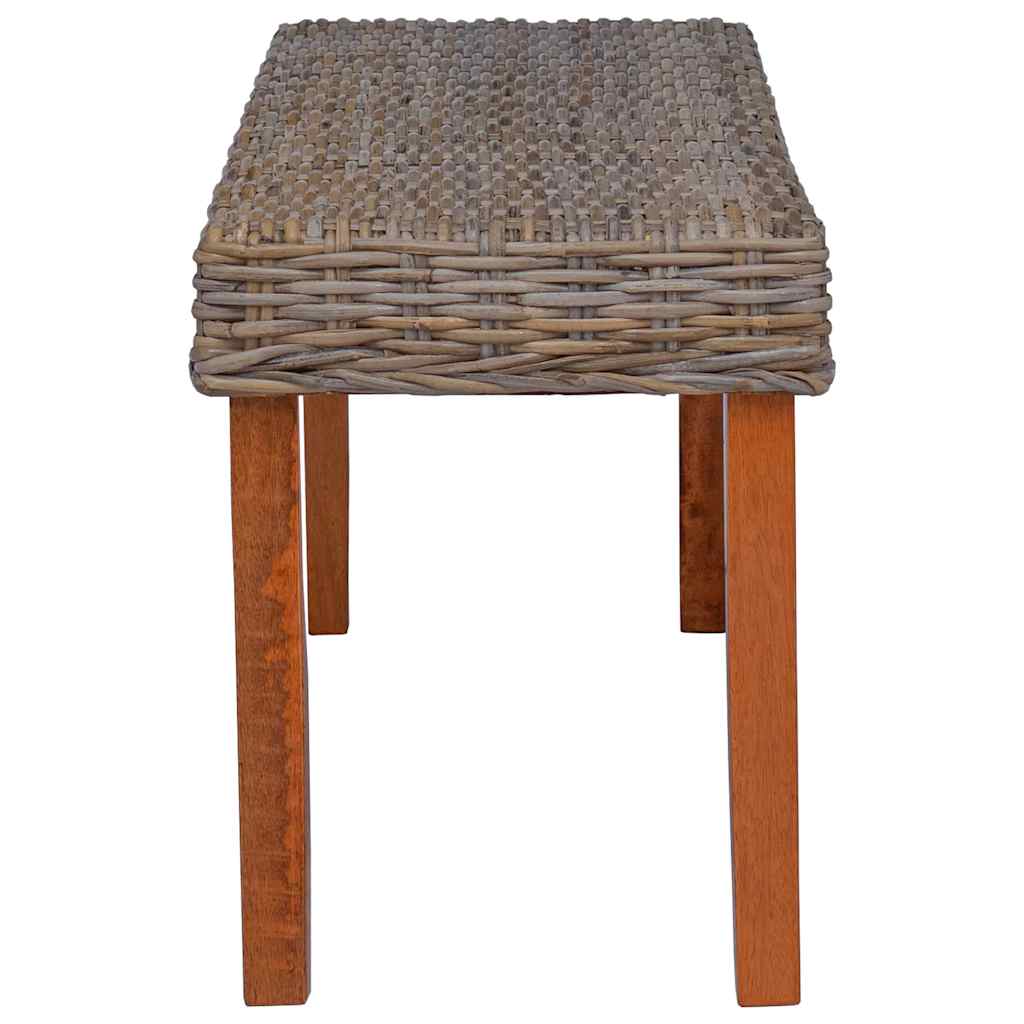 Sitzbank 110 cm Natur Kubu-Rattan und Massivholz Mahagoni