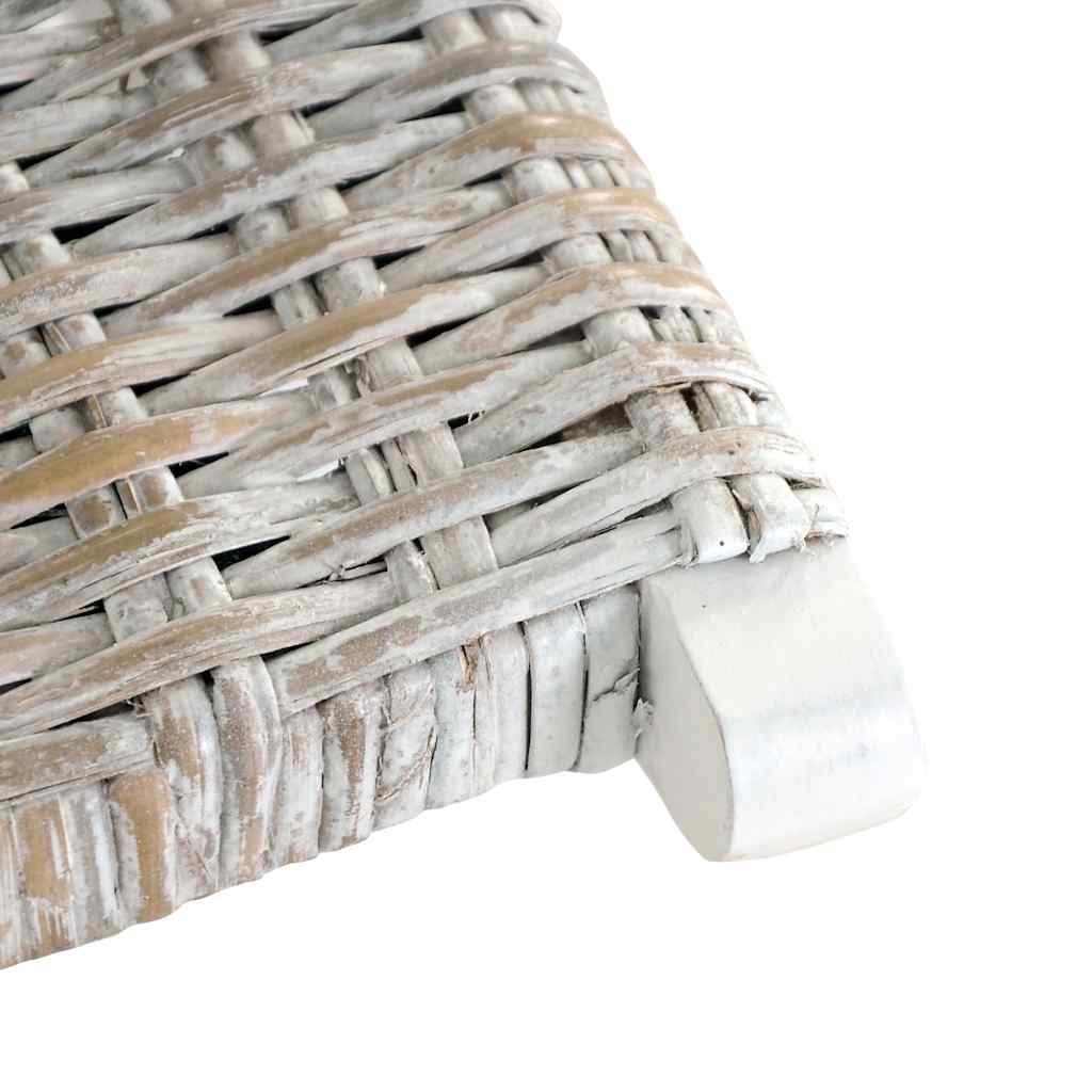 Relaxstuhl Weiß Natur Kubu-Rattan und Massivholz Mahagoni