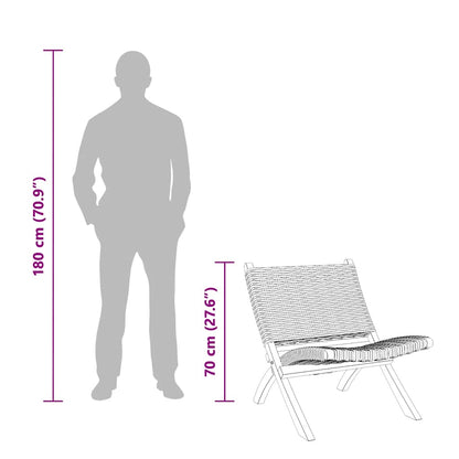 Relaxstuhl Schwarz Natur Kubu-Rattan und Massivholz Mahagoni