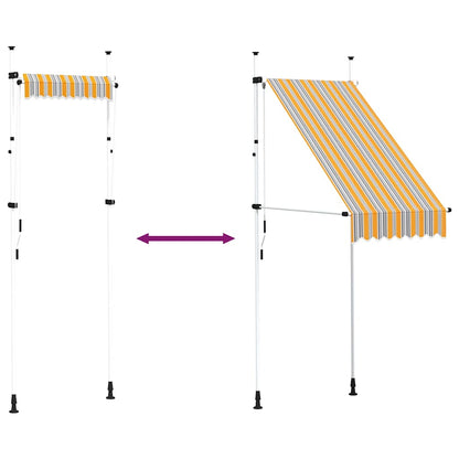 Einziehbare Markise Handbetrieben 100 cm Gelb Blau Gestreift