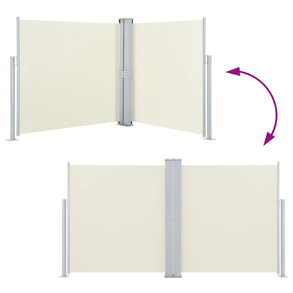 Ausziehbare Seitenmarkise Doppelt 170 x 600 cm Creme