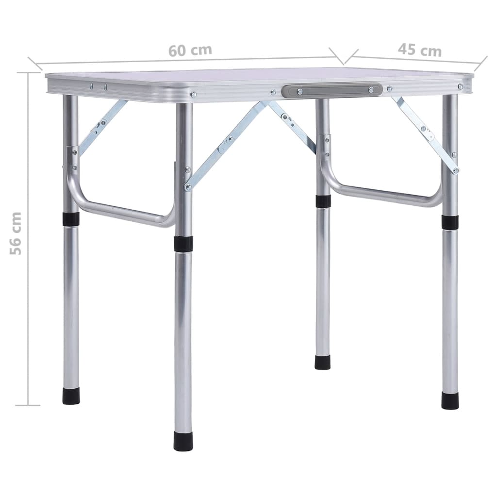 Klappbarer Campingtisch Weiß Aluminium 60x45 cm