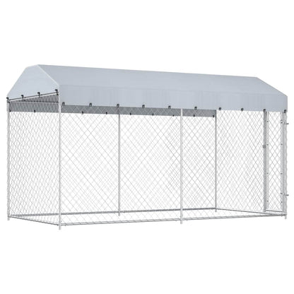 Outdoor-Hundezwinger mit Überdachung 382x192x225 cm