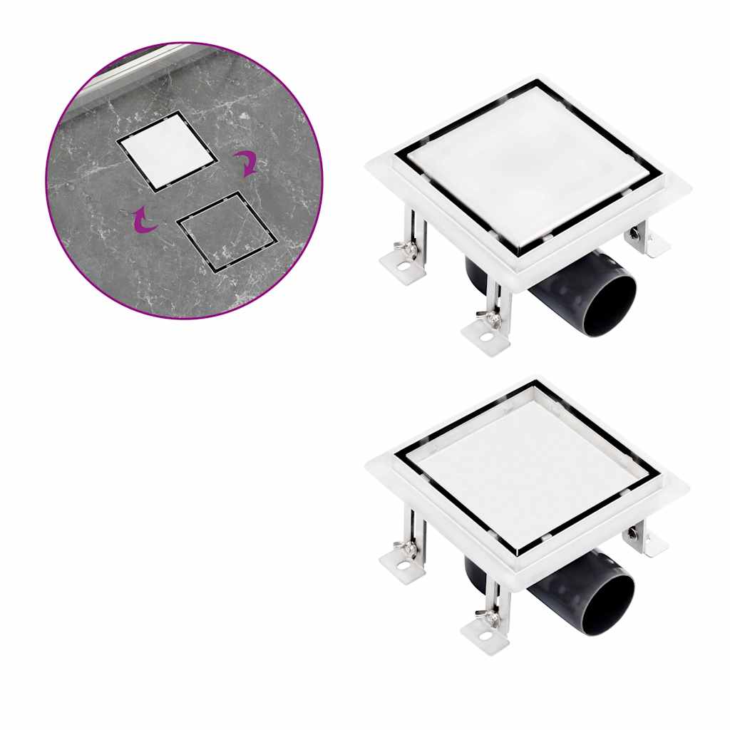 Duschablauf 2-in-1 Flacher und Flieseneinsatz-Deckel 15x15 cm