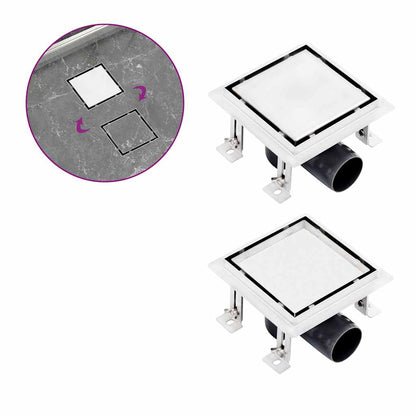 Duschablauf 2-in-1 Flacher und Flieseneinsatz-Deckel 15x15 cm