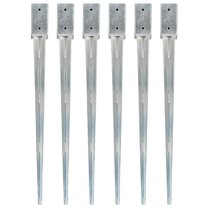 Erdspieße 6 Stk. Silbern 7×7×90 cm Verzinkter Stahl