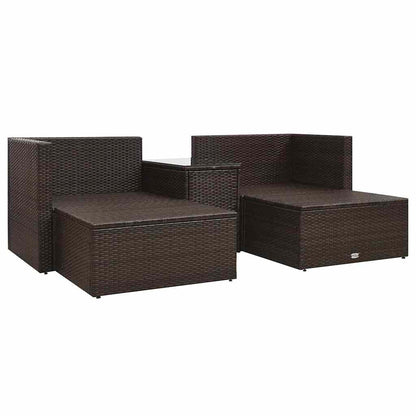 5-tlg. Garten-Lounge-Set mit Auflagen Poly Rattan Braun